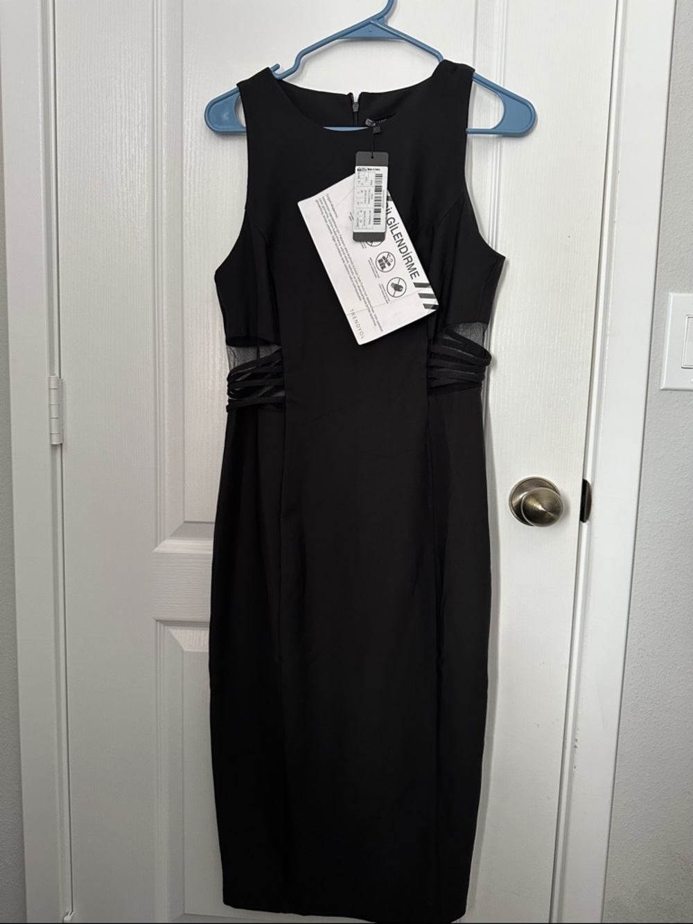 Trendyol Black Sleeveless Midi Dress with Sheer Side Panels